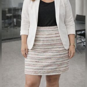 J.Crew No.2 Tweed Skirt Plus Size 22 Multicolor Stripe Textured Spring Summer